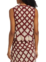 Boden Geometric Crochet Peplum Top