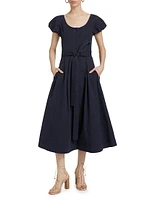 Rhea Cotton Tie-Waist A-Line Dress