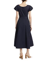 Rhea Cotton Tie-Waist A-Line Dress