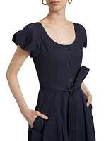 Rhea Cotton Tie-Waist A-Line Dress