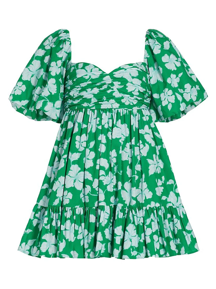 Martine Floral Puff-Sleeve Minidress