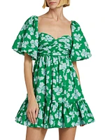 Martine Floral Puff-Sleeve Minidress