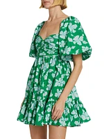 Martine Floral Puff-Sleeve Minidress