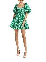 Martine Floral Puff-Sleeve Minidress