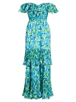 Pia Floral Pleated Maxi-Dress