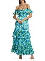 Pia Floral Pleated Maxi-Dress