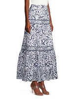 Floral Tiered A-Line Maxi Skirt