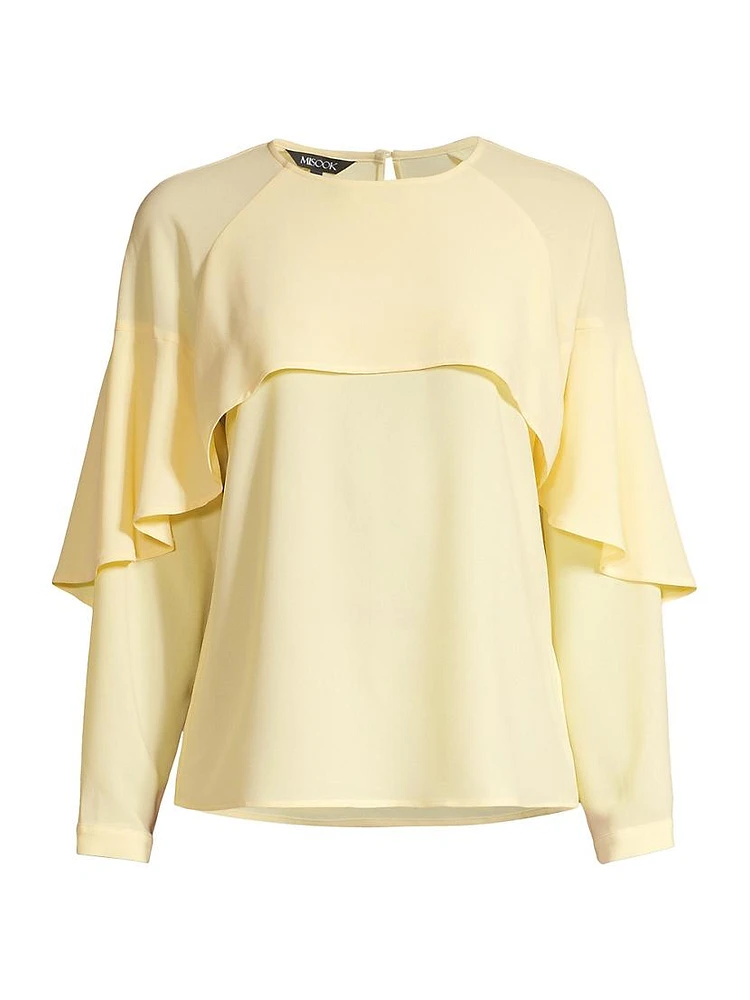 Crepe De Chine Cape Overlay Blouse