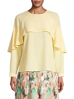 Crepe De Chine Cape Overlay Blouse