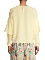 Crepe De Chine Cape Overlay Blouse