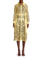 Belted Appliqué Shirtdress