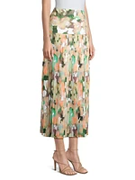 Floral Drop-Waist Midi-Skirt