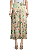 Floral Drop-Waist Midi-Skirt