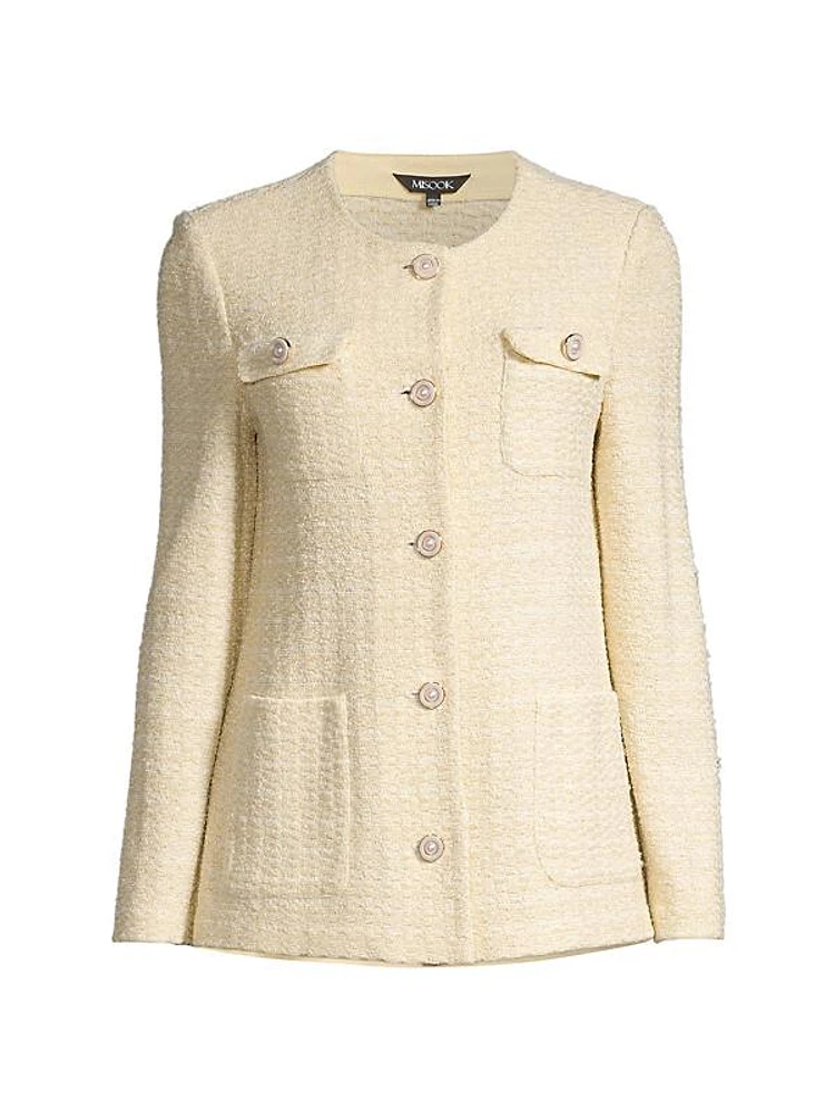 Tweed Faux Pearl-Embellished Jacket