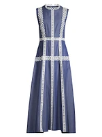 Eyelet-Embroidered Fit & Flare Maxi Dress