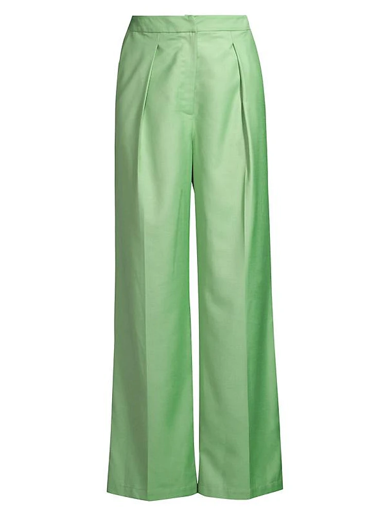 Pleated Straight-Leg Pants