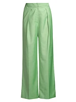 Pleated Straight-Leg Pants