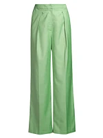 Pleated Straight-Leg Pants