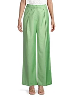 Pleated Straight-Leg Pants