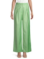 Pleated Straight-Leg Pants