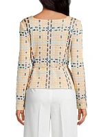 Plaid Jacquard Tie-Waist Jacket