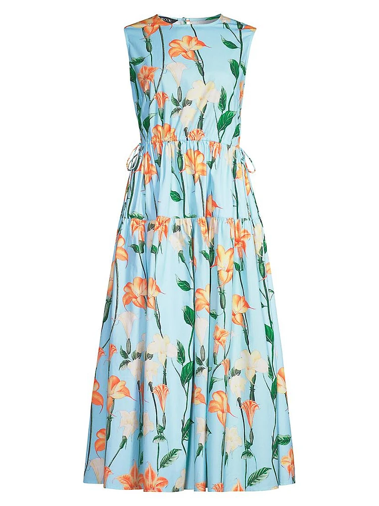 Floral Drop-Waist Midi Dress