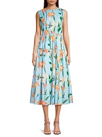 Floral Drop-Waist Midi Dress