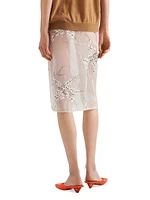 Embroidered Organza Midi-Skirt