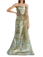 Brocade Strapless Gown