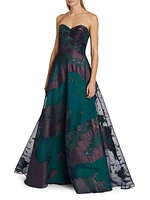 Strapless Burnout Fil Coupe Ball Gown