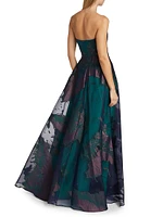 Strapless Burnout Fil Coupe Ball Gown