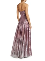 Sequined Strapless A-Line Gown