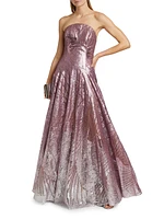 Sequined Strapless A-Line Gown