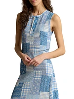 Patchwork Sleeveless Knit Midi-Dress