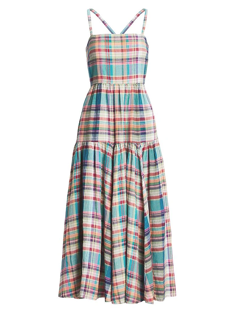 Plaid Linen Midi-Dress