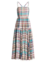 Plaid Linen Midi-Dress