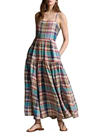 Plaid Linen Midi-Dress