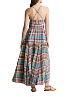 Plaid Linen Midi-Dress