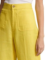 Linen Wide-Leg Flare Pants