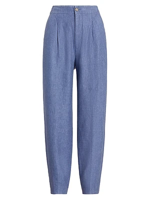 Linen Curved Tapered Pants