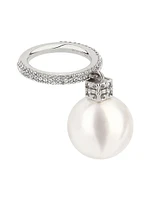 Pearl Ring Metal With Crystals