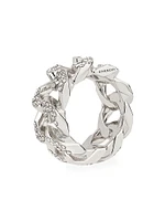 G Chain Ring Metal With Crystals