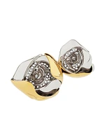 Flower Double Fingers Ring Metal With Crystals