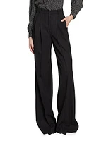 Wide-Leg Pants Striped Wool