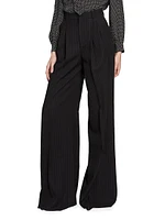 Wide-Leg Pants Striped Wool