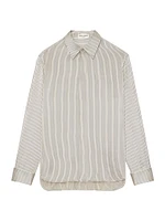 Boyfriend Shirt Striped Silk Satin