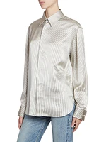 Boyfriend Shirt Striped Silk Satin