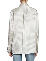 Boyfriend Shirt Striped Silk Satin