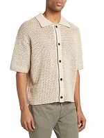 Open Weave Short-Sleeve Cardigan