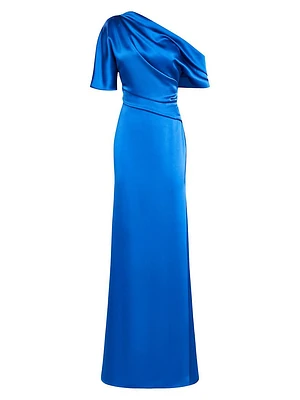 Remi Draped Satin One-Shoulder Gown